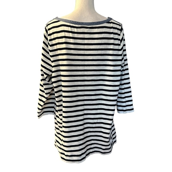 Ralph Lauren Jeans Co Striped 3/4 Long Sleeve Shoulder Zip Top SZ 2X Blue White - Picture 7 of 8